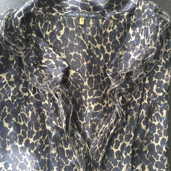 Elie Tahari Brenna Sleeveless Leopard Print Silk Blouse - Picture 6 of 13